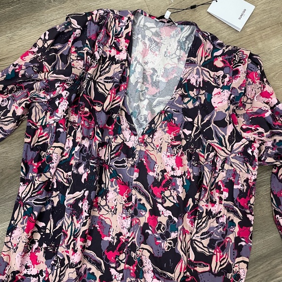NEW Suncoo Paris Floral Top Lucil Pink Rayon Printer Blouse T1 Size Small S - Picture 6 of 10